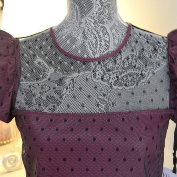 Valentino Leather Lace Burgundy Red Dress NWT Sz 6 - Picture 7 of 10